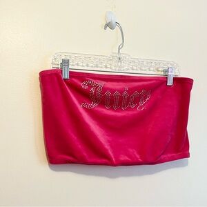 Juicy Couture x Forever 21 Hot Pink Bling Tube Top Y2K Fuchsia Velvet Velour